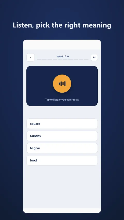 Listening question with four answer options